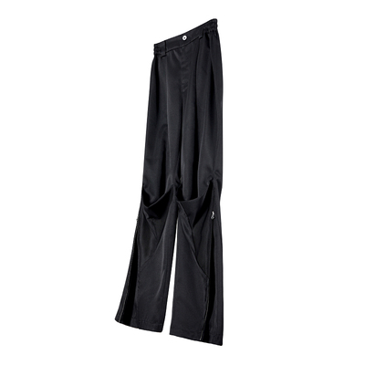 外褶位脚口拉链廓形堆积西裤