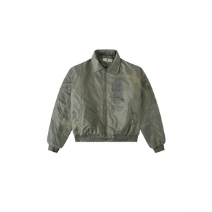 Without Me/SMILEANDSAD手工褪色复古玫瑰vintage棉服MA1短宽外套