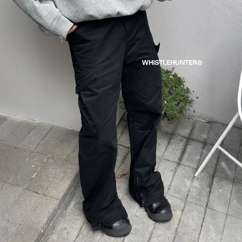 可调节拉链工装裤微喇baggy长裤