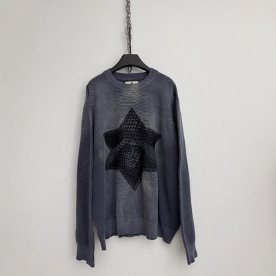 圆领宽松型褪色水洗针织衫毛衣