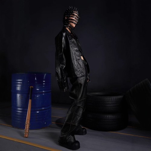 皮革鳄鱼皮皮夹克皮衣金属质感