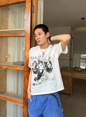 WithoutMe/ SUNINWAVE美式街头人像cleanfit短宽版型数码印花短袖