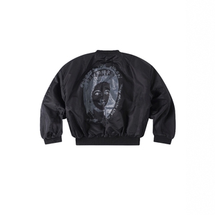 Without Me/SMILEANDSAD 手工不规则凹凸朋克印花短宽MA1夹克外套