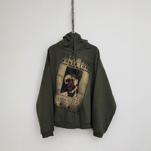 Without Me/SMILEANDSAD手工朋克擦色褪色复古廓形拉链连帽卫衣