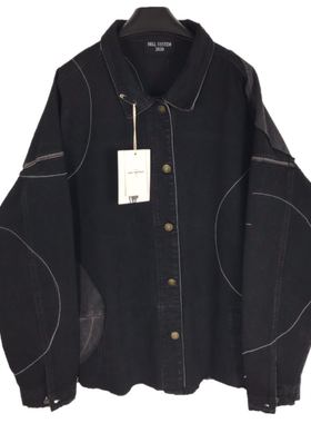 WithoutMe/1of Remake黑色廓形明线破坏设计暗黑先锋夹克外套男女