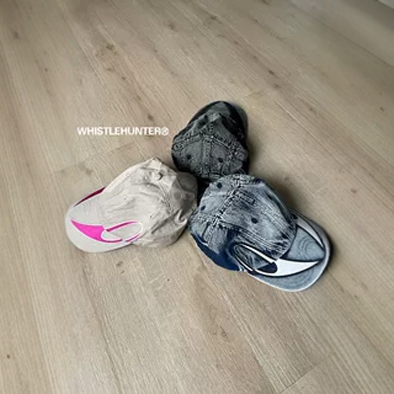 重磅洗水做旧弯檐鸭舌帽刺绣拼皮