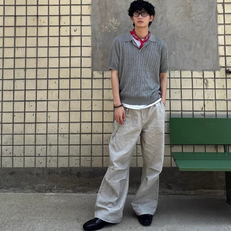 宽松直筒微阔腿休闲工装长裤