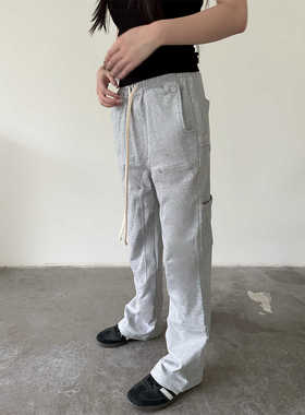 Without Me/VULCAN休闲运动卫裤灰色宽松微喇工装长裤运动裤纯色