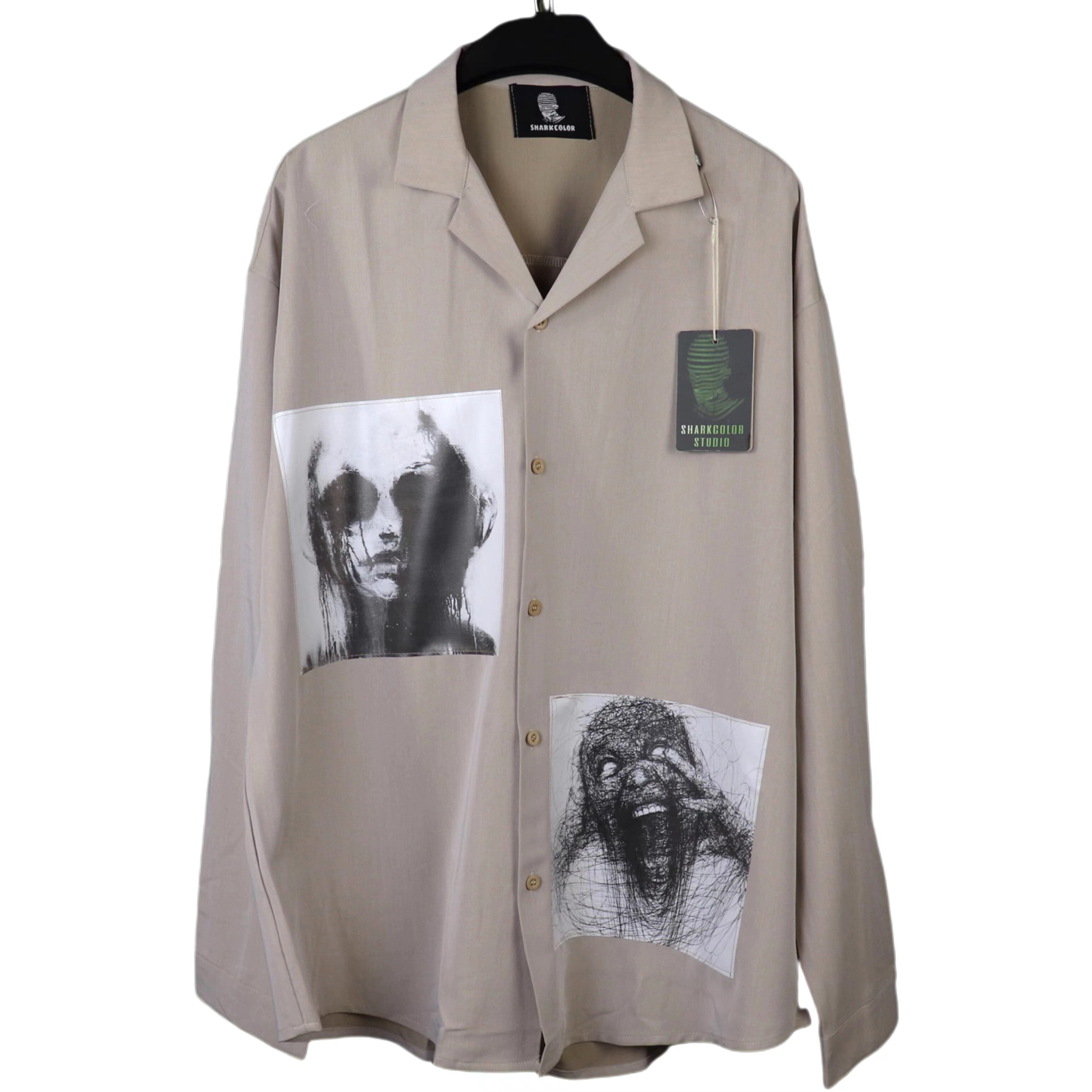 Without Me/remake坠感面料复古休闲纯色港风宽松长袖衬衫