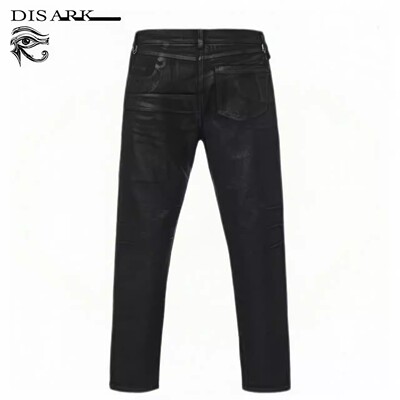 暗黑先锋不规则结构刷蜡牛仔裤