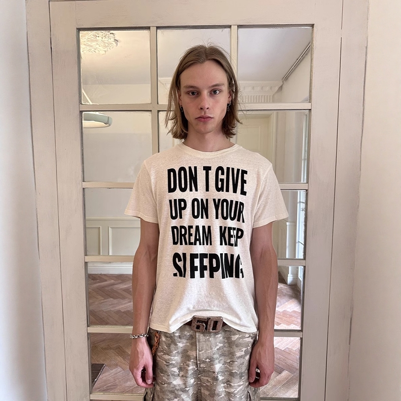 印花vintag质感麻棉舒适短宽短袖