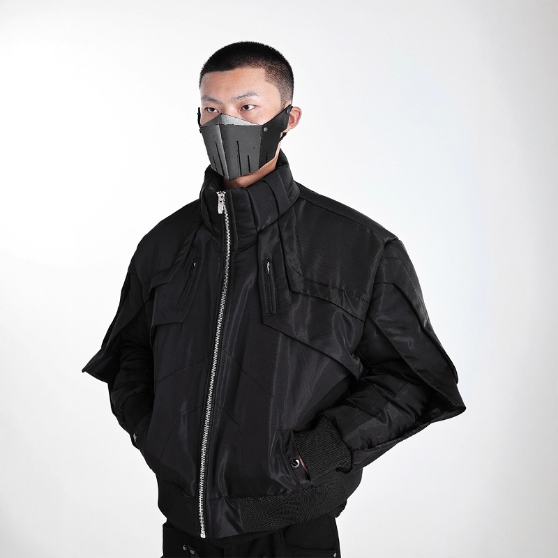 液态金属质感暗黑先锋棉服外套