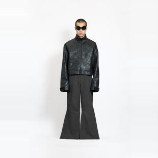 PRODUCTION隐形门襟剪裁设计短廓形夹克皮衣 ETHEREAL Without