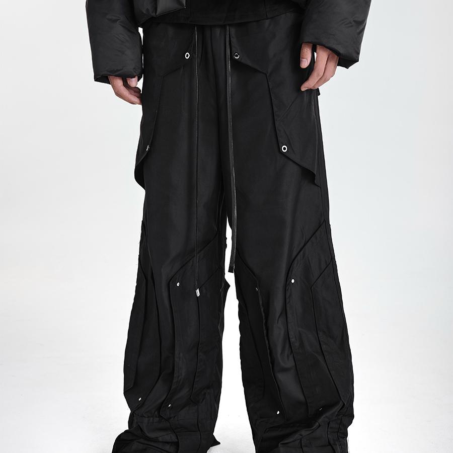 多层次长裤阔腿活页拼接