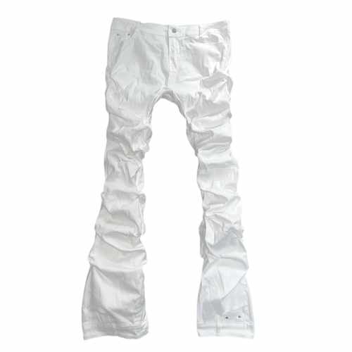 休闲手工牛仔修身超长白纸天马