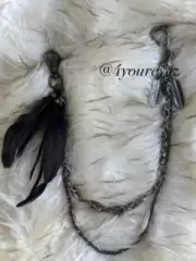 Without Me/Handmade Original Visual Style Feather Dark Avant-Garde Trouser Chain Pendant Skull