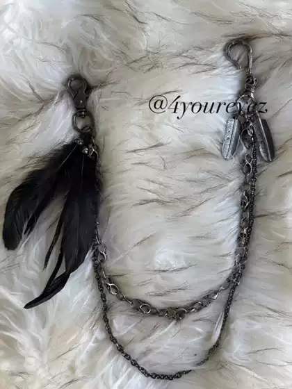 Without Me/Handmade Original Visual Style Feather Dark Avant-Garde Trouser Chain Pendant Skull