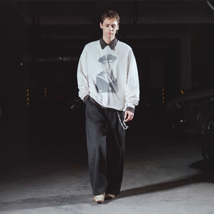 Without Me/RICHILL MELANCHOLY 25AW 海军印花圆领套头长袖T恤