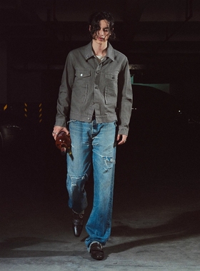 Without Me/RICHILL MELANCHOLY 古币印花反袋弯刀袖帆布夹克外套