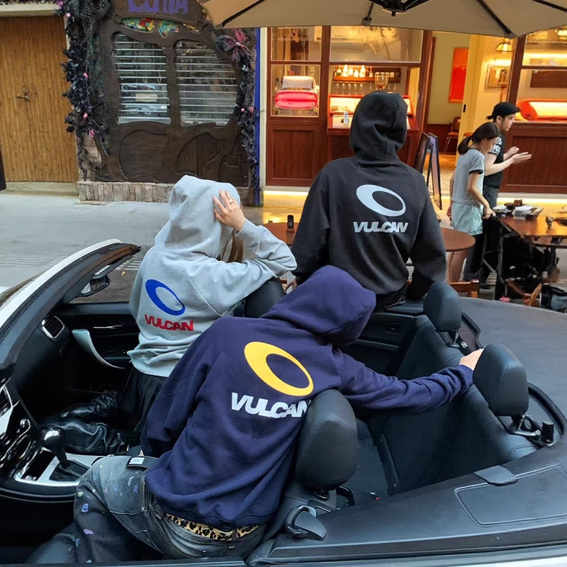 美式撞色连帽卫衣男新款宽松