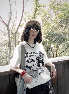 Without Me/WASE cash onl卡通米奇美式恶搞做旧复古印花冰感T恤