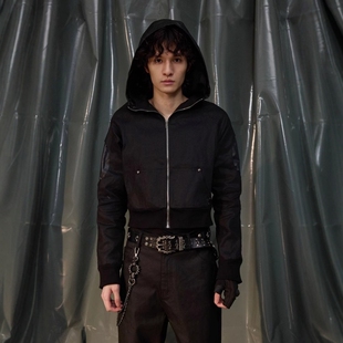 Without Me/Recoverzone做旧撞色铆钉拼接做旧复古夹克宽松外套