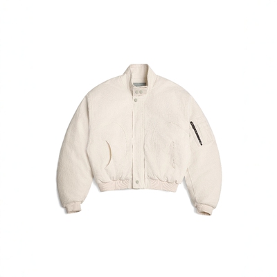 弯刀立领bomber加厚白色vibe棉衣