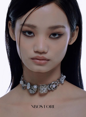 WithoutMe/ NboStore playgirl系列清新拼接珍珠元素纽扣钛钢项链