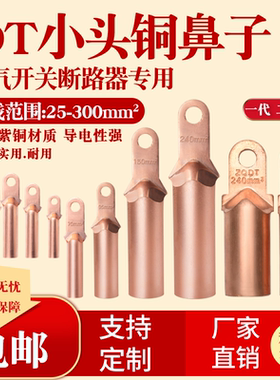 小头铜鼻子DT空开塑壳断路器堵油铜鼻专用螺丝孔8孔10 95/150/185