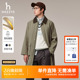 风衣纯色休闲巴恩风潮流外套男潮 中长款 Hazzys哈吉斯秋季 宽松男士