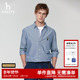 时尚 Hazzys哈吉斯春款 净色潮流衬衣上衣 衬衫 男士 男装 休闲通勤长袖