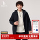 Hazzys哈吉斯春夏男士 可脱卸帽简约中长款 风衣休闲通勤纯色外套男