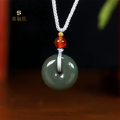 和田玉且末蓝湖水绿平安扣玉石吊坠小众珠宝
