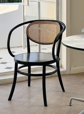 thonet210R餐椅中古实木餐厅家用餐桌带扶手靠背椅意式轻奢休闲椅