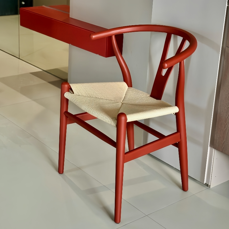 意式极简实木餐椅中古风