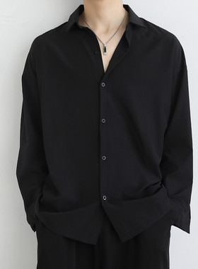 暗黑禁欲系男装冰丝衬衣dk小众设计感夏季薄款ins高级感长袖衬衫