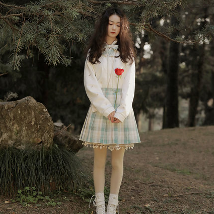 原创汉服泽米拉汉服立领袄混搭百褶裙JK裙套装女春秋东款短裙百搭