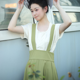 唐制垂领衫提花背子汉元素减龄森系背带裙俏皮初恋感半裙2025新夏