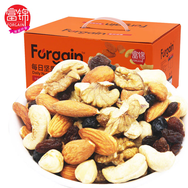 广东富锦每日坚果7种混合进口腰果榛子大杏仁蔓越特级礼盒孕妇30