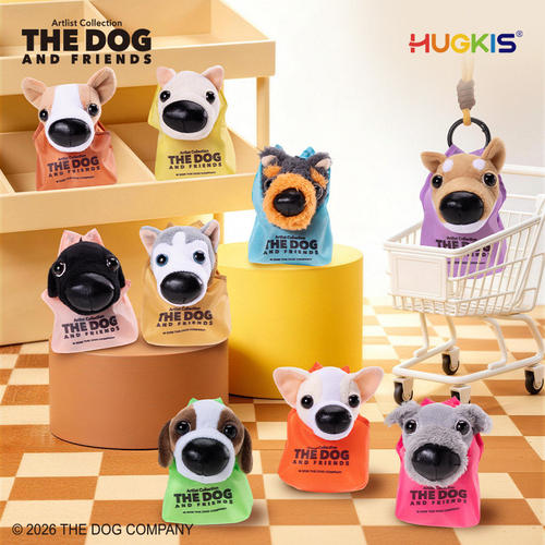 HUGKIS x THE DOG大头狗与购物袋毛绒挂件盲盒可爱钥匙扣包包挂饰