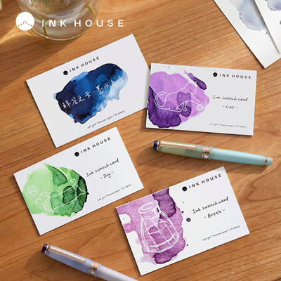 INKHOUSE墨水屋 200g彩墨试色卡纸 5×9mm规格 色彩档案馆色卡 出sheen效果手账墨水创意试色卡