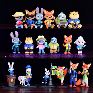 疯狂动物城2手办狐尼克朱迪警官盲盒动漫摆件儿童玩偶蛋糕装饰男
