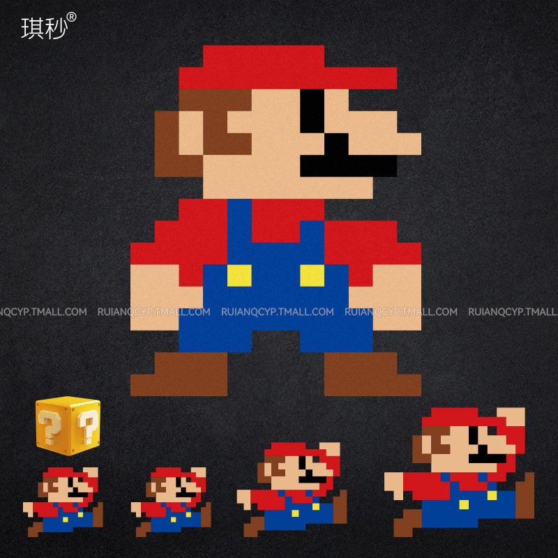 超级玛丽怀旧游戏马里奥卡通创意像素贴头盔电动车单车防水反光贴