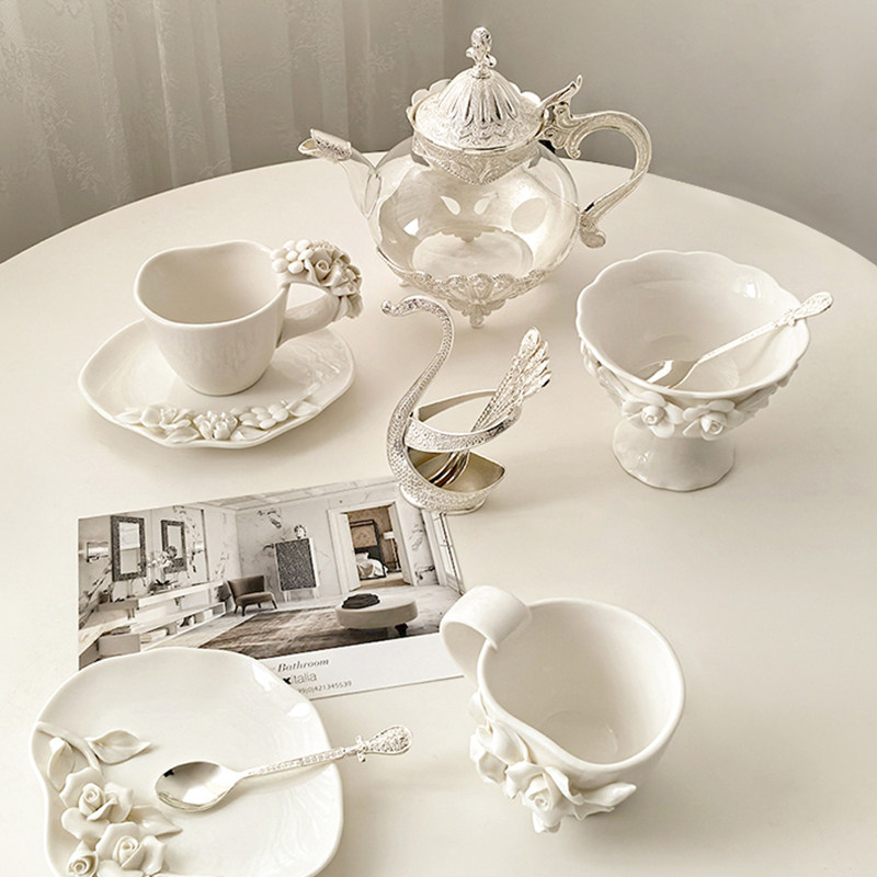 ins奶油风陶瓷咖啡杯碟子