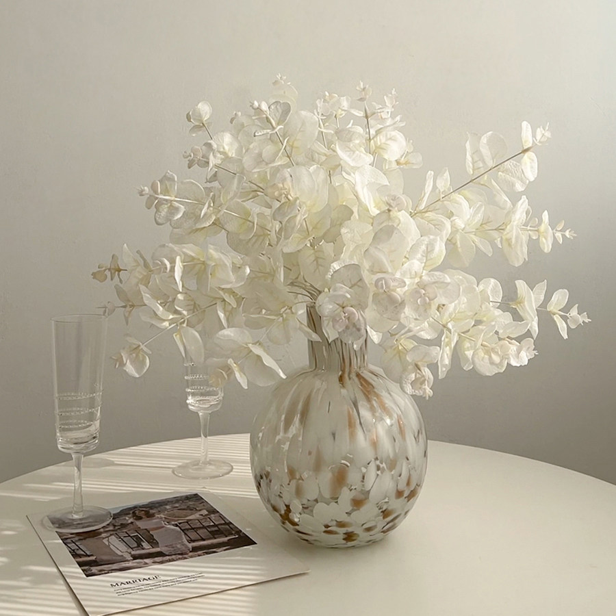 轻奢风厚玻璃花瓶仿真花束套装