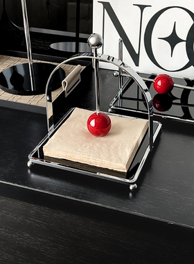 LIVETAI 高级感中古风电镀银纸巾置物架方形餐巾纸座立式纸巾架子