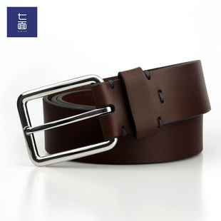 七面男士 休闲英国高士蜡线手工缝制皮带 腰带意大利植鞣牛皮时尚