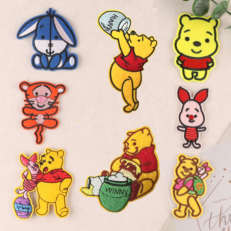 迪士尼卡通小熊维尼乾尔驴粉猪跳跳虎衣服装饰贴布贴花刺绣热熔胶