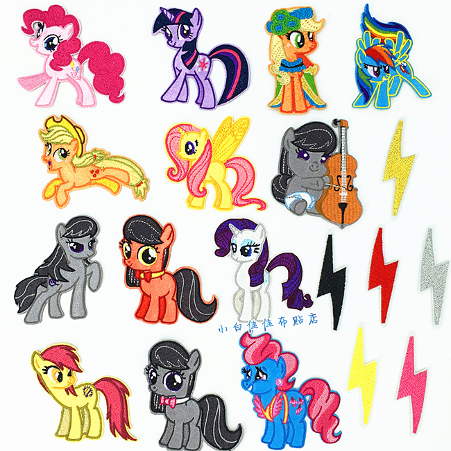 衣服装饰贴布贴花刺绣动物马儿卡通闪电大提琴
