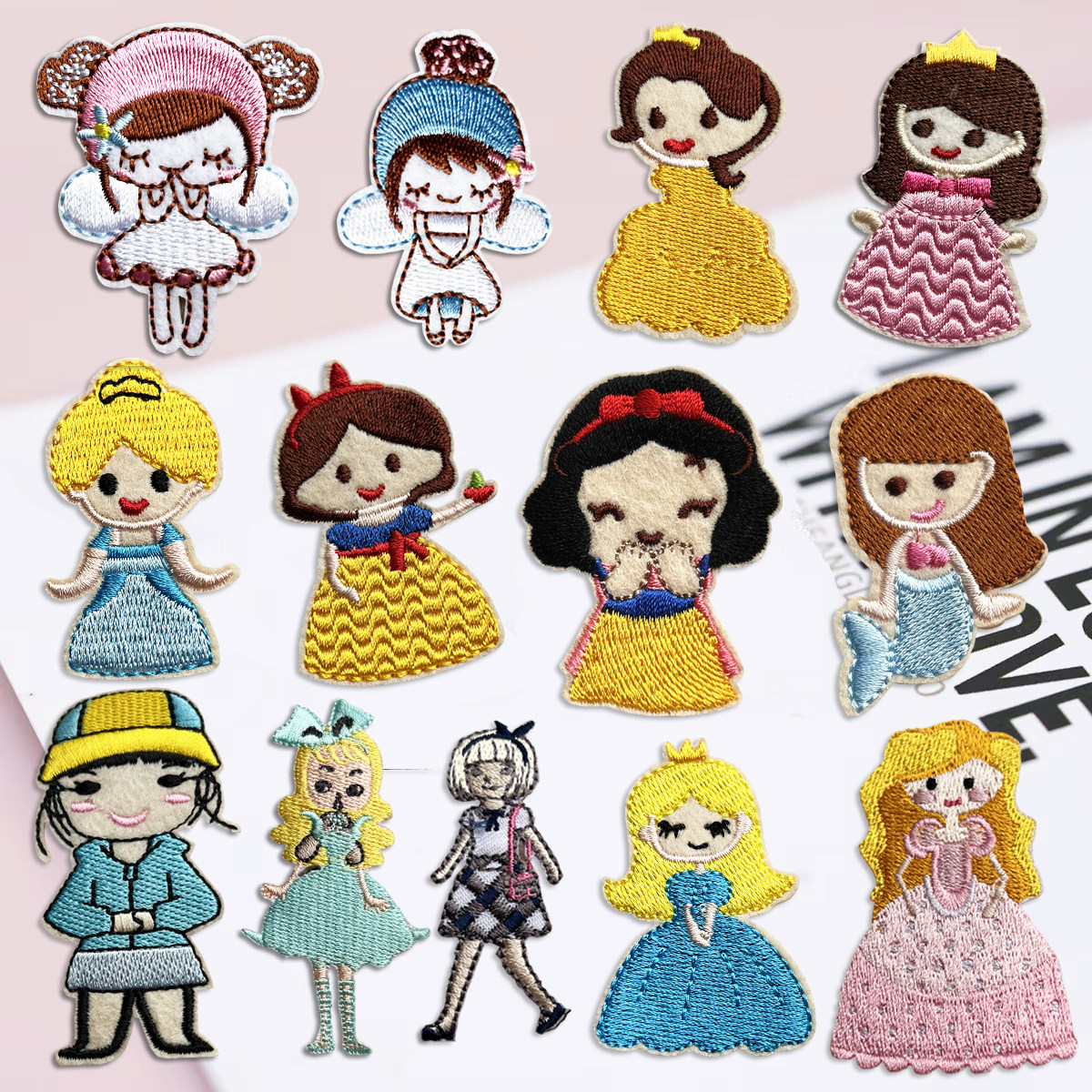 小公主小女孩美人鱼白雪公主衣服装饰贴布贴花卡通3m自粘胶